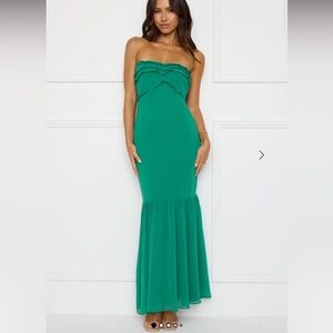 Hello Molly STYLISH SNAKE STRAPLESS MAXI DRESS GREEN